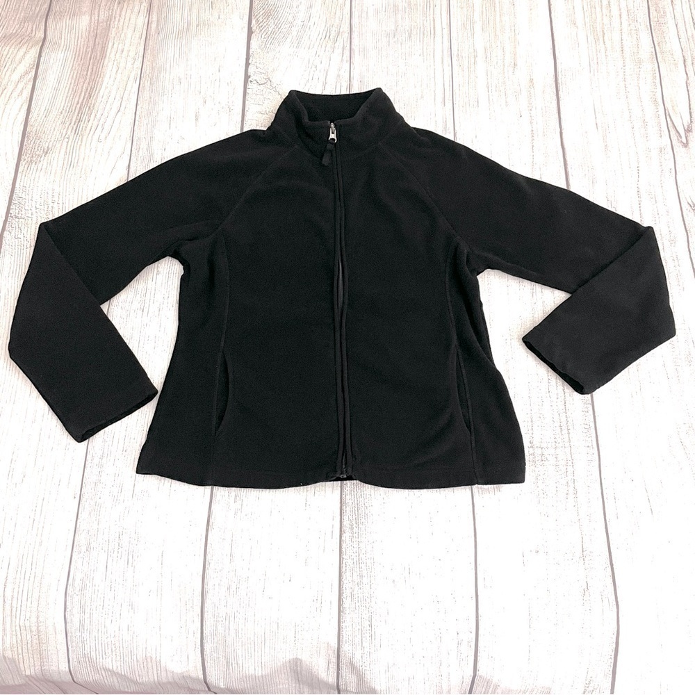 MERONA Women’s Fleece Full Zip Up Black Jacket Size Medium